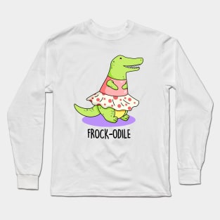 Frockodile Cute Girl Crocodile Pun Long Sleeve T-Shirt